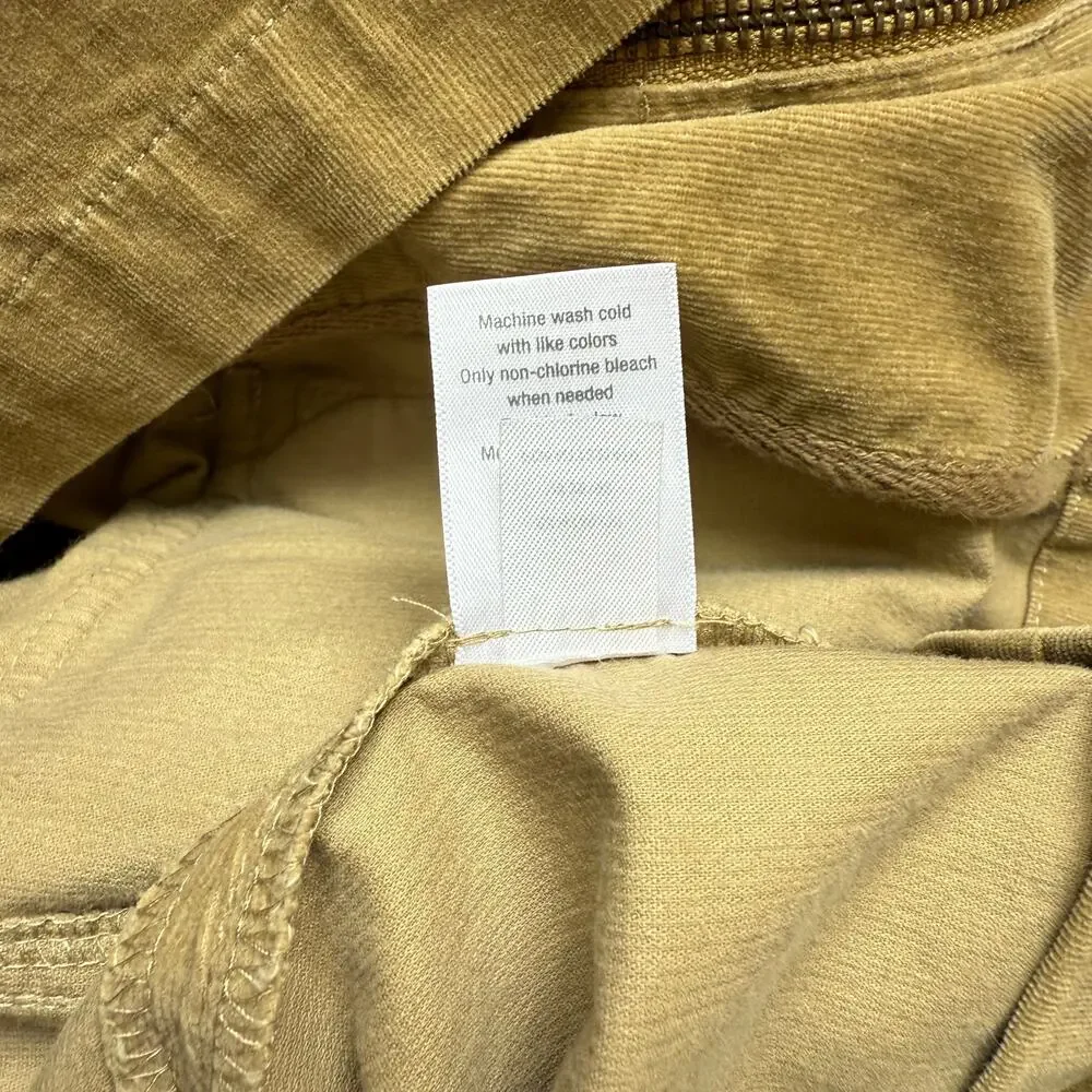 Sahalie Cord Corduroy Jacket L Large Brown Button Zip Pockets Cotton Stretch
